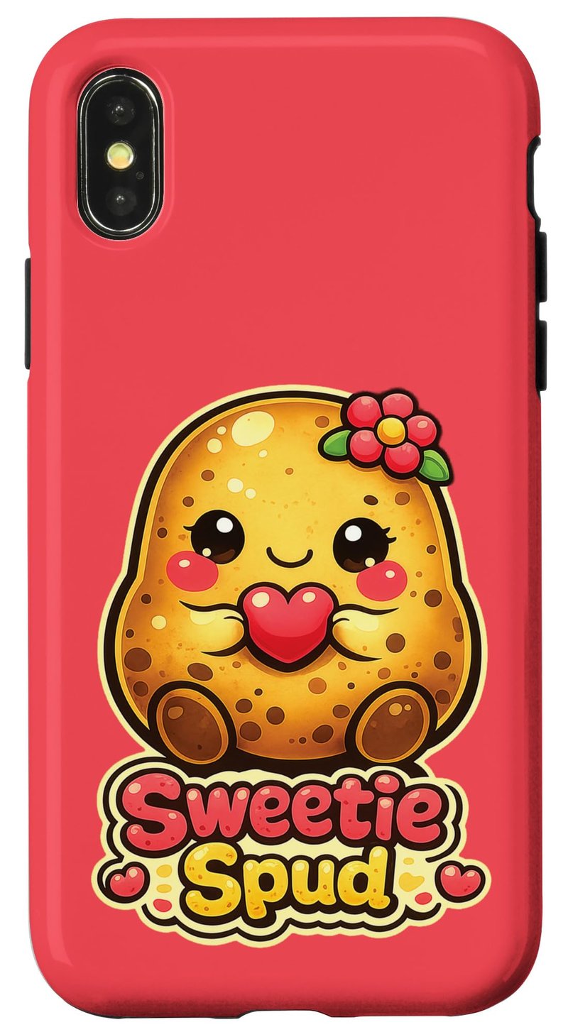 Darčeky KAEDAM: Obal s motívom zlatej kawaii zemiakovej grafiky pre iPhone X/XS