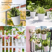 KAHEIGN 10 db Fém Függőleges Virágcserép 10 cm Fehér Horogos Balkon Kert Dekoráció 6