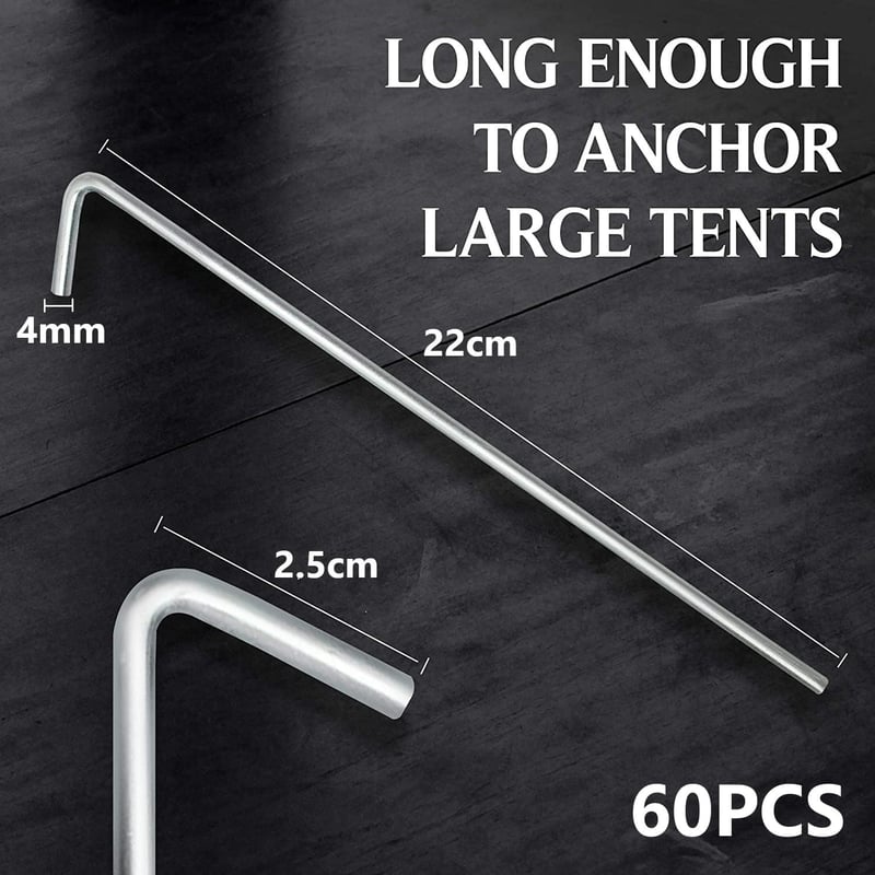 KAHEIGN 60 darabos fém sátorcsap szett, 22 cm galvanizált talajhorgony kemping