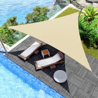 KAHEIGN Trojuholníková tieniaca plachta 3x3x3 m, vodoodolná, 98 % UV ochrana, 180 g/m², krémová, na záhradu a terasu 6