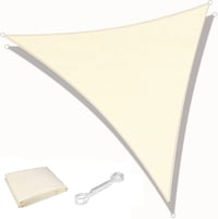KAHEIGN Trojuholníková tieniaca plachta 3x3x3 m, vodoodolná, 98 % UV ochrana, 180 g/m², krémová, na záhradu a terasu 1