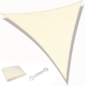 KAHEIGN trokutasto sjenilo 3x3x3 m, vodootporno, 98% UV zaštita, 180g/m², tenda za vrt i terasu, krem boja