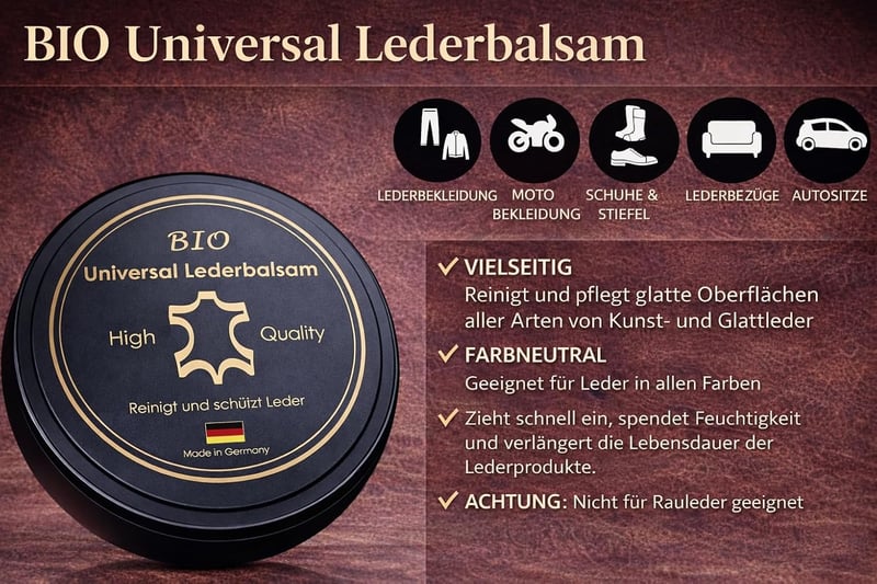 Kahns Trade Organikus Bőrbalzsam 250ml - Természetes Viaszos Ápolás Cipőhöz, Kanapéhoz, Autóhoz