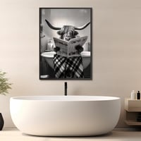 KAIDAARTLH Fürdőkádban Ülő Tehén Vászonkép - Modern Fekete-Fehér Állat Falikép Fürdőszobába, Hálószobába Keret Nélkül (50 x 70 cm) 1