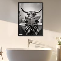 KAIDAARTLH Fürdőkádban Ülő Tehén Vászonkép - Modern Fekete-Fehér Állat Falikép Fürdőszobába, Hálószobába Keret Nélkül (50 x 70 cm) 2