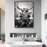 KAIDAARTLH Fürdőkádban Ülő Tehén Vászonkép - Modern Fekete-Fehér Állat Falikép Fürdőszobába, Hálószobába Keret Nélkül (50 x 70 cm) 5