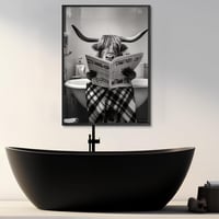 KAIDAARTLH Fürdőkádban Ülő Tehén Vászonkép - Modern Fekete-Fehér Állat Falikép Fürdőszobába, Hálószobába Keret Nélkül (50 x 70 cm) 4