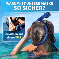 Mască de Snorkel Full Face KAIMANA pentru Adulți și Copii - Mască de Scufundări Sigură cu Sistem Anti-CO2, cu Husă de Transport - Mască de Scufundări Premium 3