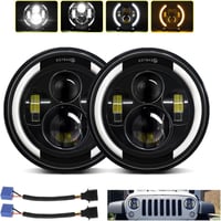 Kairiyard 7-palcové okrúhle LED svetlomety 100W Angel Eyes so 4 režimami - čierne - 2 ks 2