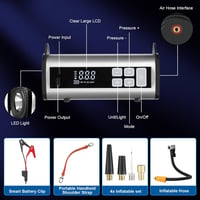 Kairiyard Autós Indításrásegítő Powerbank Beépített Kompresszorral, 1000A Csúcsáram, 150PSI, 6L Benzin/3L Dízel Motorokhoz, Vészvilágítással 7