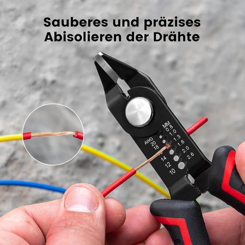 KAIWEETS 3 az 1-ben oldalcsípő fogó kábelvágó és vezetéklecsupaszító 20-10 AWG rejtett rugó csúszásgátló elektronikai piros-fekete