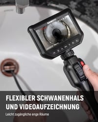 KAIWEETS Endoszkóp Kamera 4,3" IPS 1080P Kijelzővel, 210° Forgatható Fejjel, IP67 Vízálló Flexibilis Csőkamera Autó és Csővezeték Vizsgálath 6
