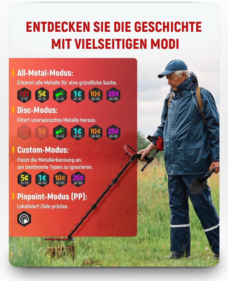 KAIWEETS fémkereső detektor IP68 vízálló, gyerekeknek és felnőtteknek