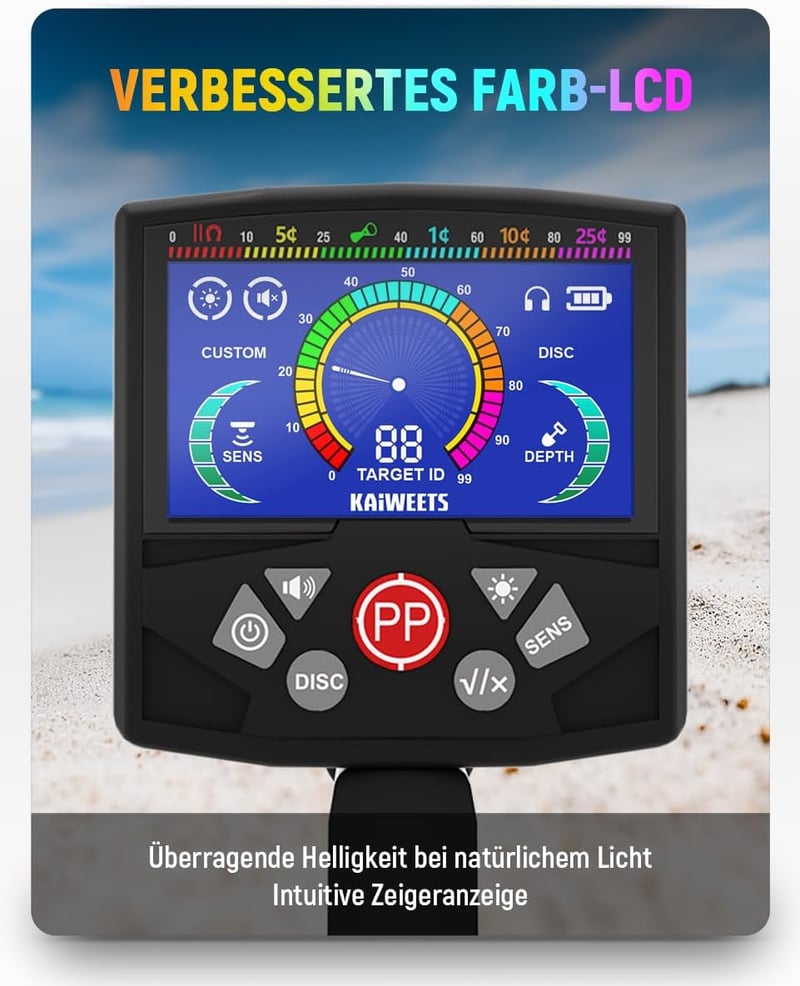 KAIWEETS fémkereső detektor IP68 vízálló, gyerekeknek és felnőtteknek