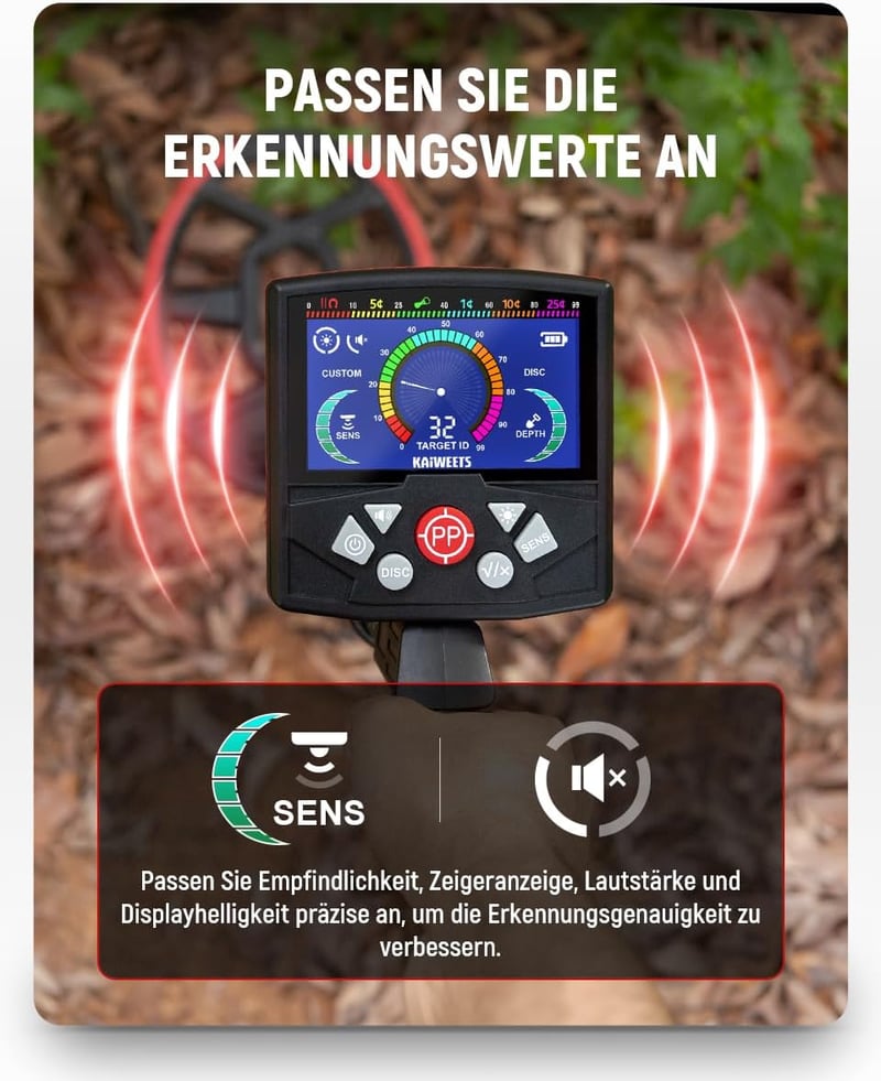 KAIWEETS fémkereső detektor IP68 vízálló, gyerekeknek és felnőtteknek
