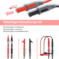 KAIWEETS KET01 Multiméter Kiegészítő Készlet - Szilikon Szigetelésű Tesztkábelek, Mérőszondák, Krokodilcsipeszek és Mini Horgok - Piros 5