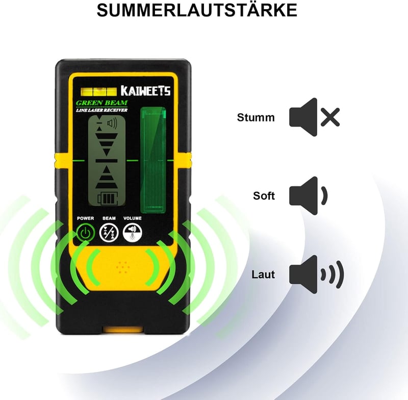 KAIWEETS LR100G Lézerdetektor KT360A-hoz, Dupla LCD kijelző, 60m hatótáv