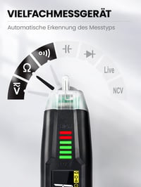 KAIWEETS ST100 Digitális Multiméter - Érintésmentes Feszültségmérő, Fáziskereső, Ellenállásmérő, Kapacitásmérő, LCD Kijelző, Beépített Lámpa 6