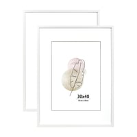 KAIWIN Fotorámik 30x40 cm, biely drevený rám na fotky, 2 ks s paspartou, na zavesenie na stenu, do obývačky, spálne, pracovne, na fotografie a plagáty 1