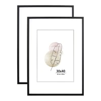 KAIWIN Súprava 2 kusov fotorámikov 30x40 cm, čierne drevo, MDF s akrylovým sklom, na zavesenie na stenu, do obývačky, spálne alebo pracovne, na fotografie a plagáty 1