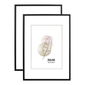 KAIWIN Okvir za slike 30x40 cm, crni drveni okvir za fotografije, set od 2 komada, MDF s akrilnim staklom, za zid, za dnevni boravak, spavaću sobu, radnu sobu, za fotografije i postere