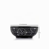 Bol pentru fumigație Kaizen Casa din piatră naturală sculptată manual, cu model de frunză albă, 12,7 x 5,08 cm, negru 5