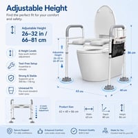 kajkey WC ülőemelő felnőtteknek karfával időseknek univerzális WC-hez illeszkedő fehér szürke 4