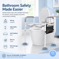 kajkey WC ülőemelő felnőtteknek karfával időseknek univerzális WC-hez illeszkedő fehér szürke 7