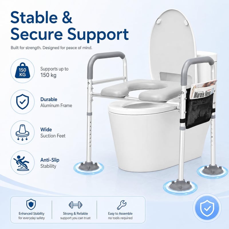 kajkey WC ülőemelő felnőtteknek karfával időseknek univerzális WC-hez illeszkedő fehér szürke