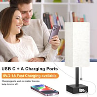 Kakanuo Éjjeli Lámpa USB Portokkal, 3 Színhőmérséklet, Fehér Lenvászon Árnyékolóval 3