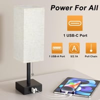 Kakanuo Éjjeli Lámpa USB Portokkal, 3 Színhőmérséklet, Fehér Lenvászon Árnyékolóval 7