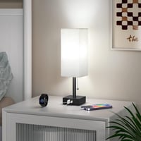 Kakanuo Éjjeli Lámpa USB Portokkal, 3 Színhőmérséklet, Fehér Lenvászon Árnyékolóval 8