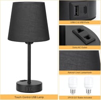 Kakanuo érintésérzékeny asztali lámpa szett 2db USB töltéssel, dimmer funkcióval, fekete 5
