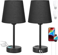 Kakanuo érintésérzékeny asztali lámpa szett 2db USB töltéssel, dimmer funkcióval, fekete 1