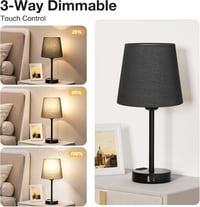 Kakanuo érintésérzékeny asztali lámpa szett 2db USB töltéssel, dimmer funkcióval, fekete 2