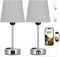 Kakanuo érintésérzékeny asztali lámpa szett 2db USB töltéssel szürke árnyalattal 1