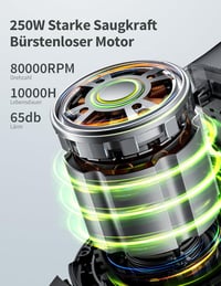 kalado Akkumulátoros Porszívó 27000 Pa Szívóerő, 250W Kefe Nélküli Motor, 45 Perc Üzemidő, 1000ml Portartály Kemény Padló Márvány Állat Szőr 6