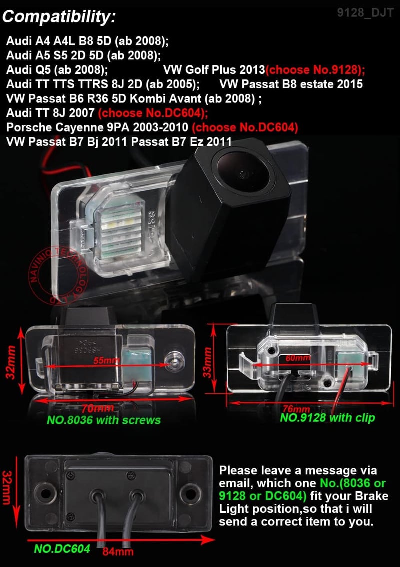 Kalakus HD színes CCD vízálló hátsó tolatókamera 170 fokos látószöggel Audi A1 Q3 A4L TT TTS A5 Q5 A7 R8 A6 RS5 S6 S7 kompatibilis