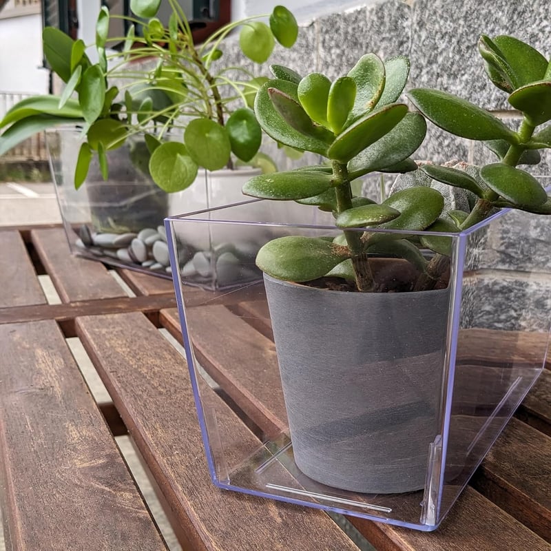 Kalapanta Téglalap Virágcserép 30x15x14cm Átlátszó Recycled Műanyag