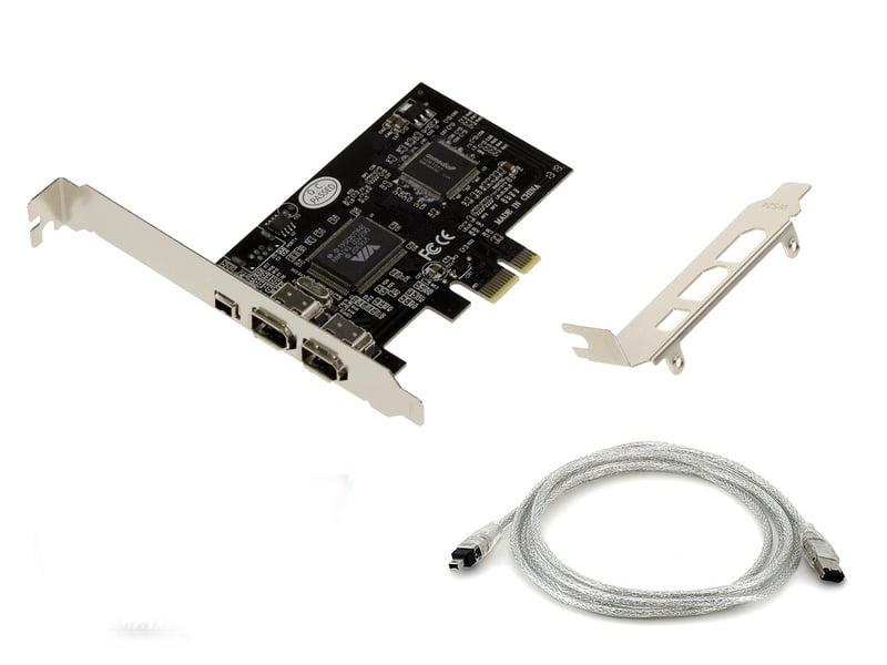 Placă de control KALEA-INFORMATIQUE PCIe FireWire 400 IEEE 1394a cu 3 porturi, chipset VIA6308 și cablu iLink