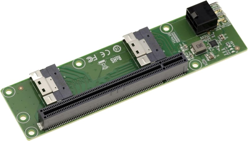 KALEA-INFORMATIQUE SFF-8654 PCIe Gen 4.0 x16 Adapter Kártya 2 Port