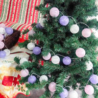 LED svetelná reťaz Kaleora s bavlnenými guľôčkami, 3 m, 20 LED, biela ružová fialová, priemer 3 cm, na batérie, na svadbu, párty, do detskej izby, dekorácia do interiéru 5