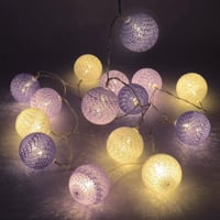 LED svetelná reťaz Kaleora s bavlnenými guľôčkami, 3 m, 20 LED, biela ružová fialová, priemer 3 cm, na batérie, na svadbu, párty, do detskej izby, dekorácia do interiéru 3