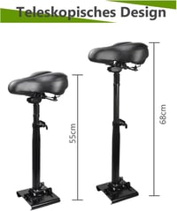 KALLAK Elektromos Roller Ülés 13-19 cm Ívelt Szélű Taposólapokhoz, Párnázott Nyereg, Összecsukható, Ütésálló, 55-68 cm Állítható Magasság 2