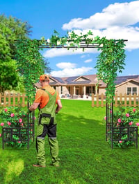 Kalolary 2.5m Kerti Pergola Virágládákkal, Állítható Fém Kletterrács Futó Növényekhez 7
