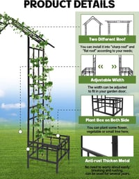Kalolary 2.5m Kerti Pergola Virágládákkal, Állítható Fém Kletterrács Futó Növényekhez 4