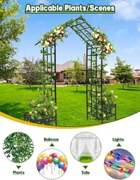 Kalolary 2.5m Kerti Pergola Virágládákkal, Állítható Fém Kletterrács Futó Növényekhez 5