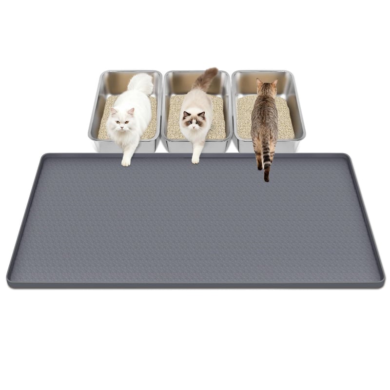 Silikónová podložka pod mačací záchod Kalolary 130x65 cm sivá – vodoodolná podložka na ochranu podlahy pre mačacie toalety, ľahko sa čistí