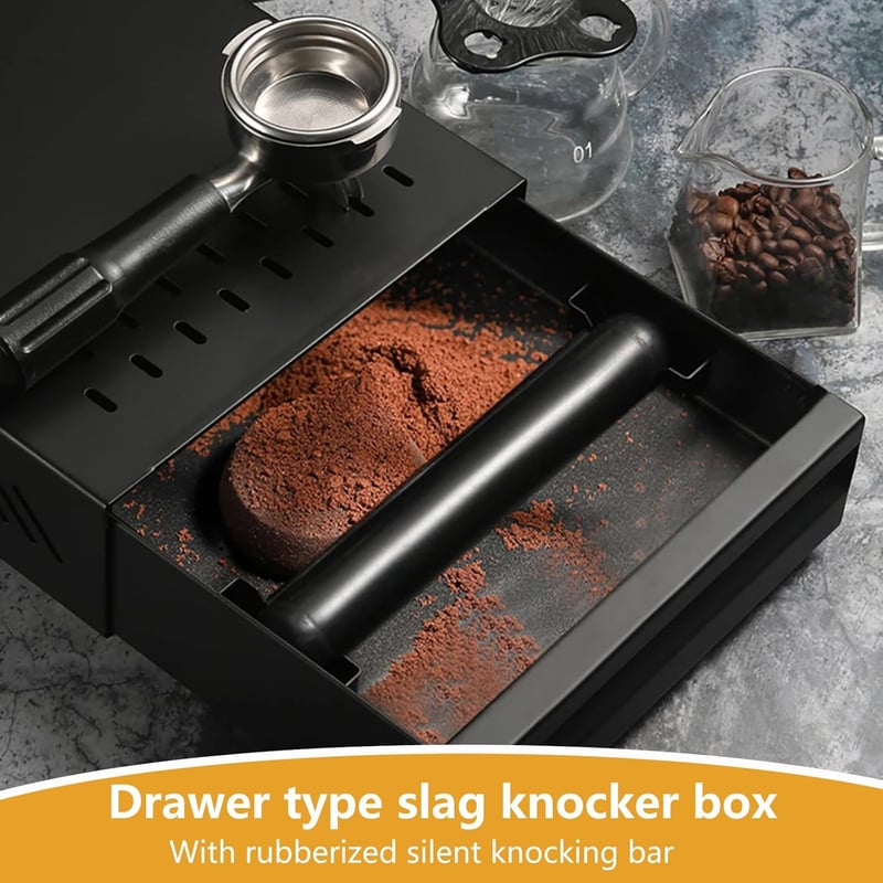 Kamanan Kávé Knock Box Fiók Rozsdamentes Acélból, Kávézacc Gyűjtő Tartály Kivehető Ütőrúddal Otthoni és Irodai Használatra