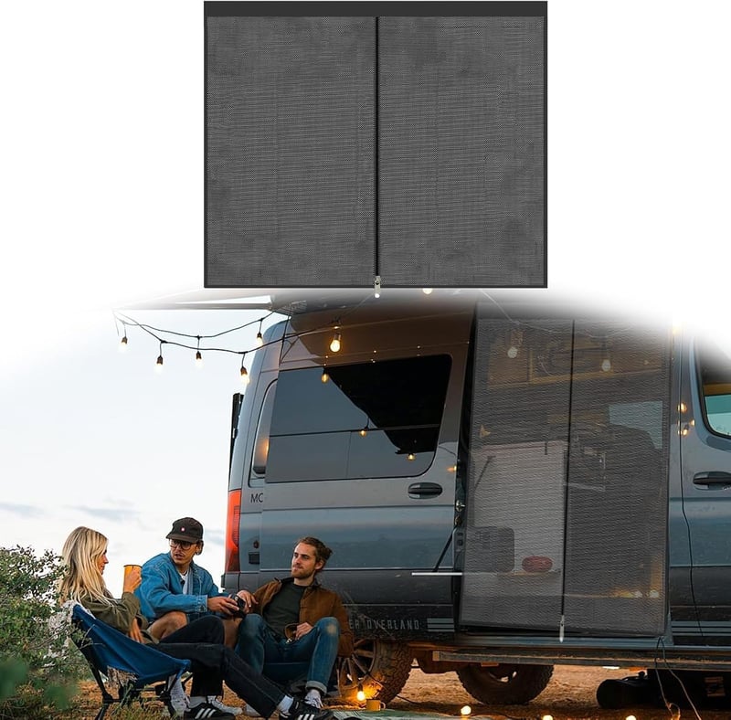 Kamanan Mágneses Szúnyogháló Autó Tolóajtóra - Kempingező Rovarháló Ford Transit Oldalajtóhoz 135x110cm